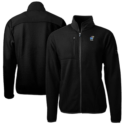Men's Cutter & Buck  Black Kansas Jayhawks Alumni Logo Cascade Eco Sherpa Fleece Full-Zip Jacket