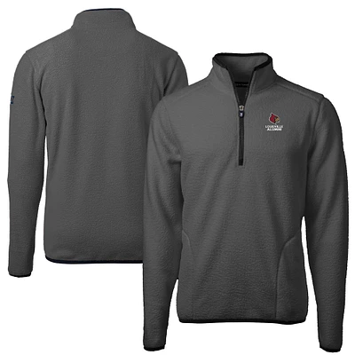 Men's Cutter & Buck  Gray Louisville Cardinals Alumni Logo Cascade Eco Sherpa Fleece Quarter-Zip Pullover Jacket