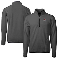 Men's Cutter & Buck  Gray Louisville Cardinals Alumni Logo Cascade Eco Sherpa Fleece Quarter-Zip Pullover Jacket