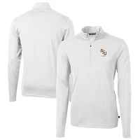 Men's Cutter & Buck  White Florida State Seminoles Alumni Logo Virtue Eco Pique Recycled Quarter-Zip Pullover Top