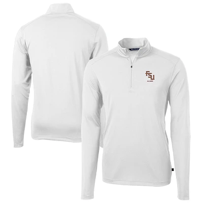 Men's Cutter & Buck  White Florida State Seminoles Alumni Logo Virtue Eco Pique Recycled Quarter-Zip Pullover Top