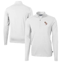 Men's Cutter & Buck  White Florida State Seminoles Alumni Logo Virtue Eco Pique Recycled Quarter-Zip Pullover Top