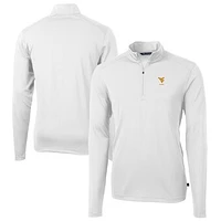 Men's Cutter & Buck  White West Virginia Mountaineers Alumni Logo Virtue Eco Pique Recycled Quarter-Zip Pullover Top