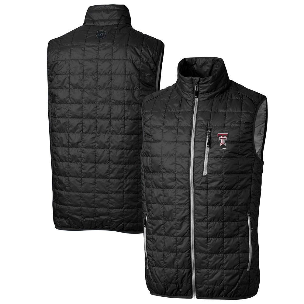 Men's Cutter & Buck Black Texas Tech Red Raiders Alumni Logo Rainier PrimaLoft Eco Insulated Full-Zip Puffer Vest