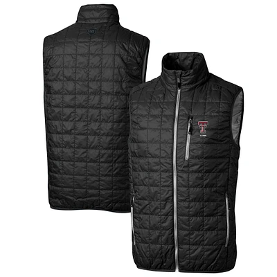Men's Cutter & Buck  Black Texas Tech Red Raiders Alumni Logo Rainier PrimaLoft Eco Insulated Full-Zip Puffer Vest