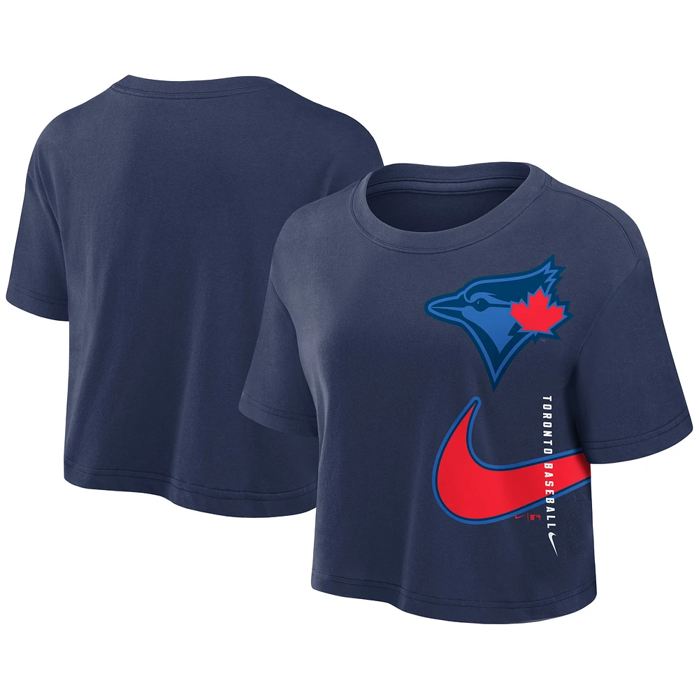 Women's Nike Navy Toronto Blue Jays 2024 City Connect Cropped Performance T-Shirt