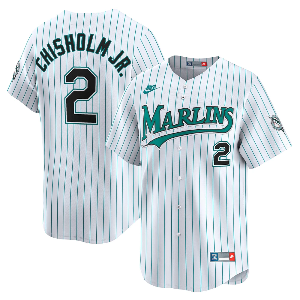 Men's Nike Jazz Chisholm Jr. White Miami Marlins  Cooperstown Limited Jersey