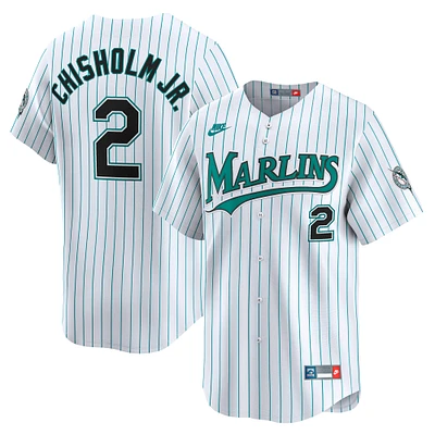 Men's Nike Jazz Chisholm Jr. White Miami Marlins  Cooperstown Limited Jersey