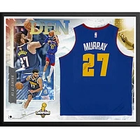 Jamal Murray Denver Nuggets Autographed 2023 NBA Finals Champions Framed Blue Jordan Brand Statement Swingman Jersey Collage