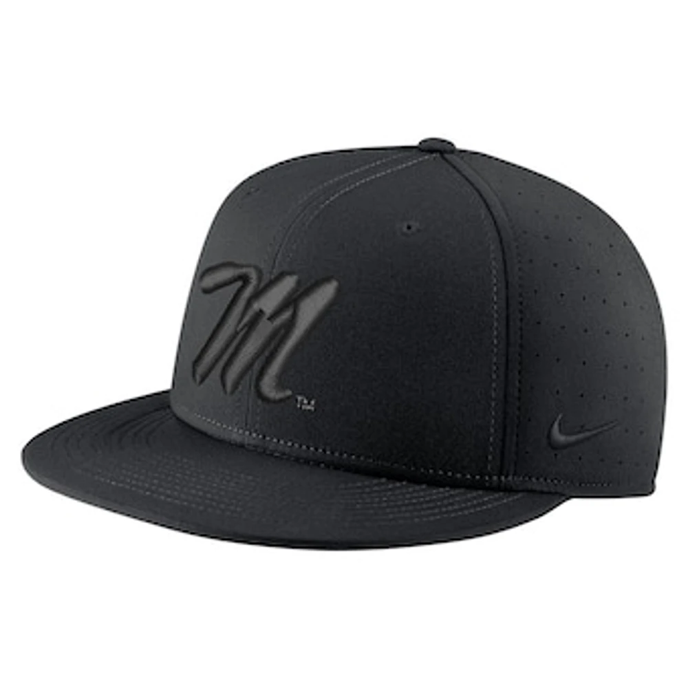 Men's Nike Ole Miss Rebels Triple Black Performance Fitted Hat