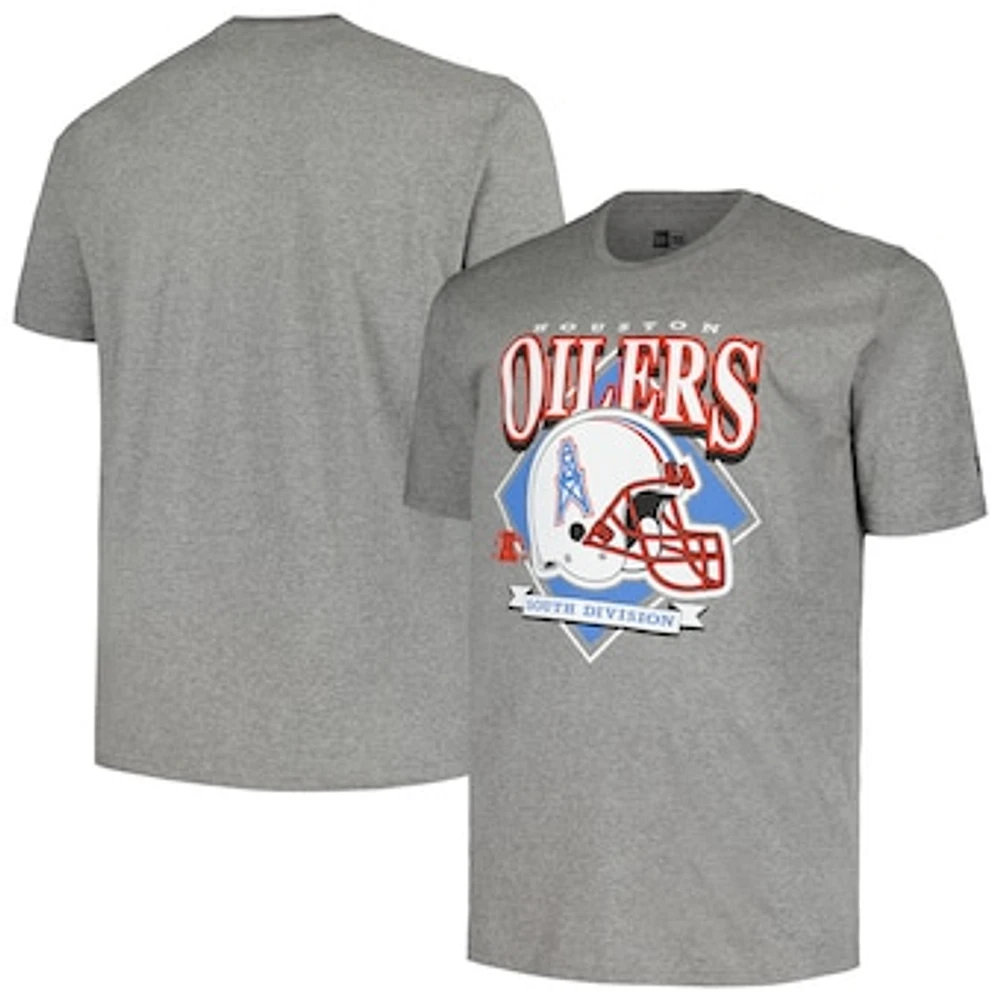 Men's New Era Gray Houston Oilers Big & Tall Gridiron Classics Helmet Historic Mark T-Shirt