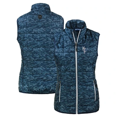 Women's Cutter & Buck  Navy Kansas City Royals Connect Rainier PrimaLoft Eco Insulated Full-Zip Puffer Vest