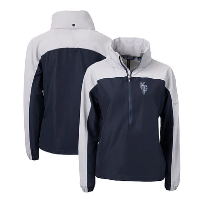 Women's Cutter & Buck  Navy Kansas City Royals City Connect Charter Eco Recycled Half-Zip Anorak Jacket