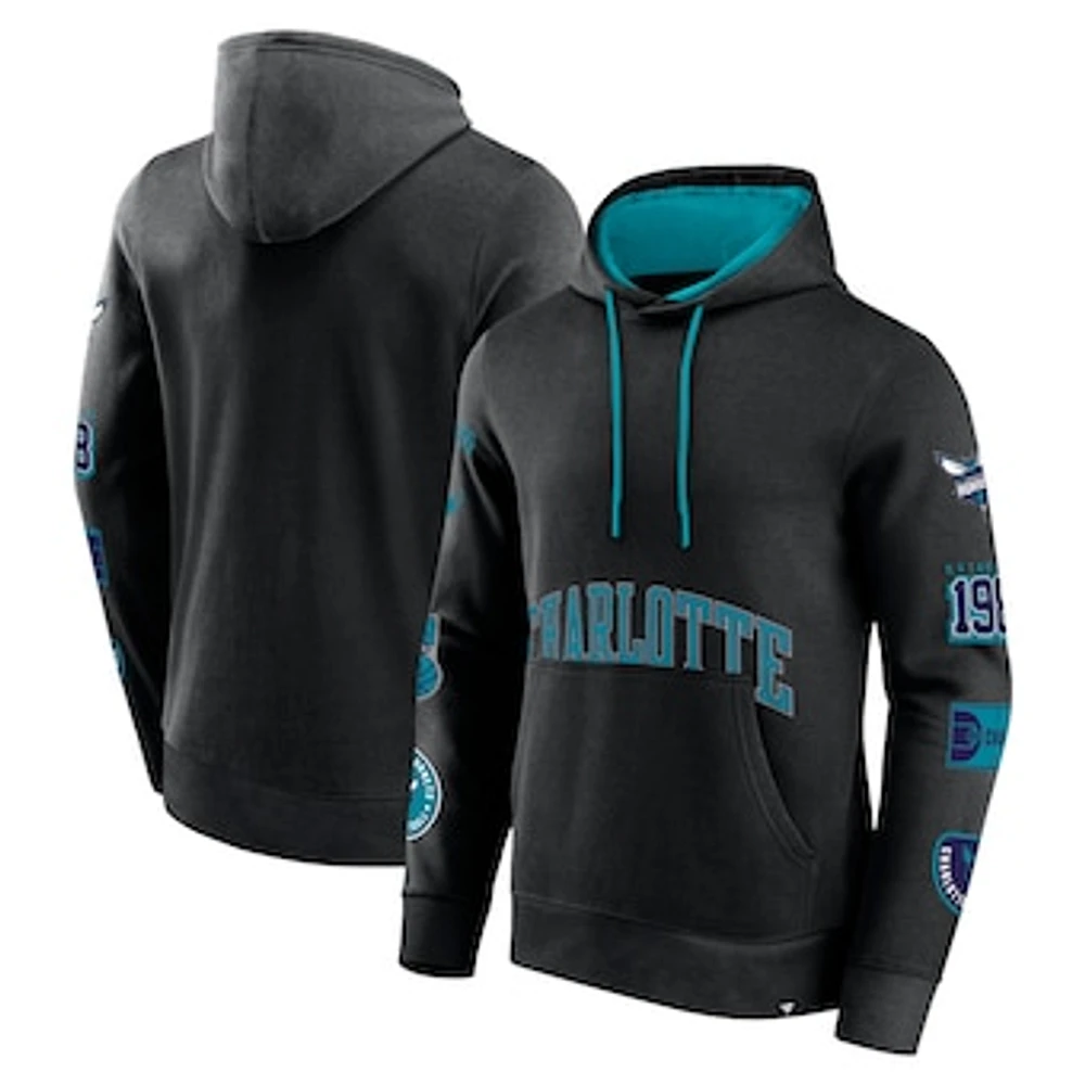 Men's Fanatics Black Charlotte Hornets Home Court Pullover Hoodie