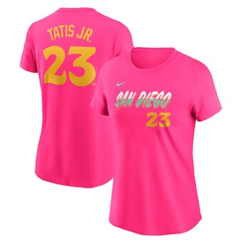 Women's Nike Fernando Tatis Jr. Pink San Diego Padres 2024 City Connect Fuse Player Name & Number T-Shirt