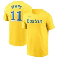 Men's Nike Rafael Devers Gold Boston Red Sox City Connect Fuse Name & Number T-Shirt