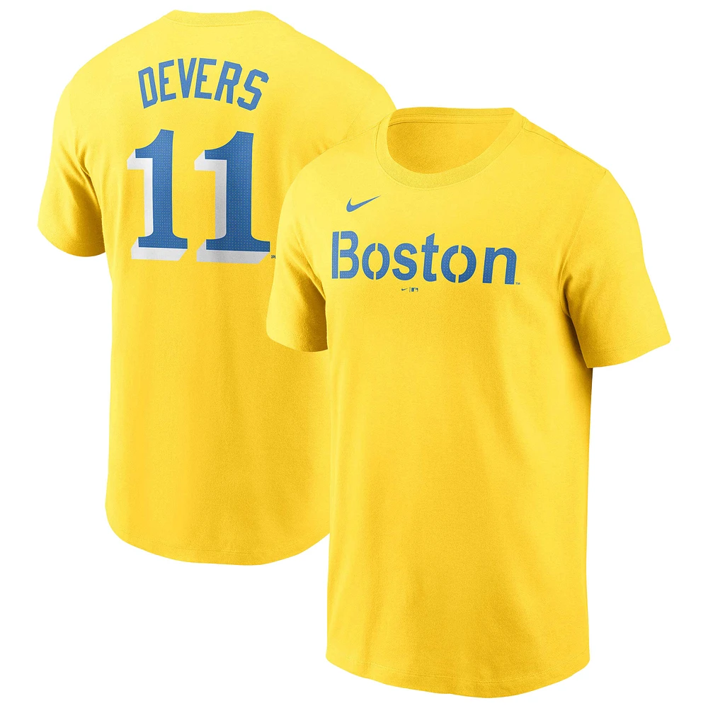 Men's Nike Rafael Devers Gold Boston Red Sox City Connect Fuse Name & Number T-Shirt