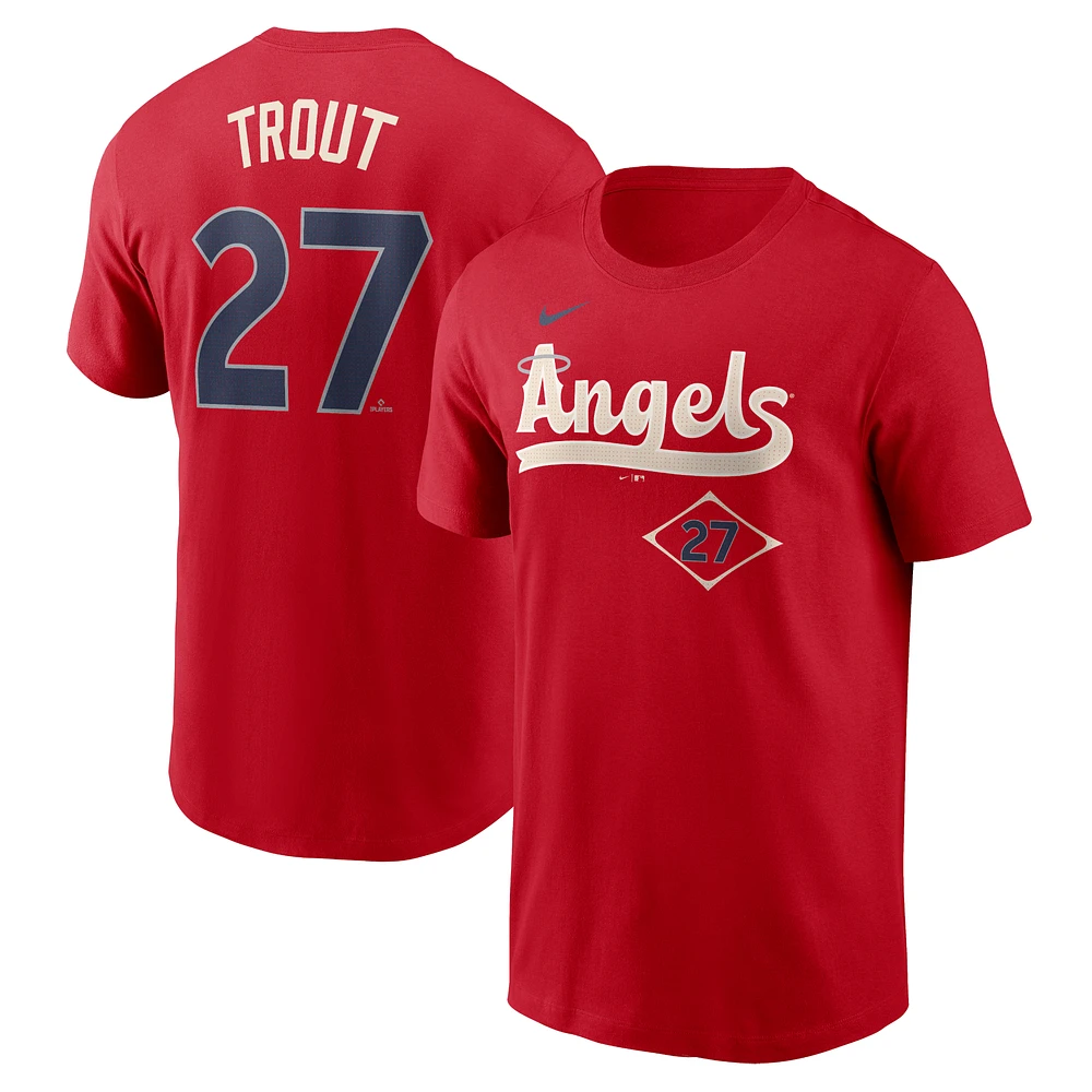 Men's Nike Mike Trout Red Los Angeles Angels City Connect Fuse Name & Number T-Shirt