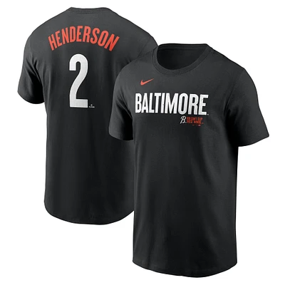 Men's Nike Gunnar Henderson Black Baltimore Orioles Fuse City Connect Name & Number T-Shirt