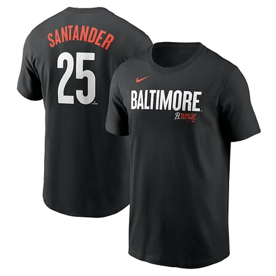 Men's Nike Anthony Santander Black Baltimore Orioles Fuse City Connect Name & Number T-Shirt