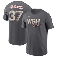 Men's Nike Stephen Strasburg Charcoal Washington Nationals City Connect Fuse Name & Number T-Shirt