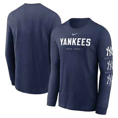 Men's Nike Navy New York Yankees Wordmark Logo Long Sleeve T-Shirt