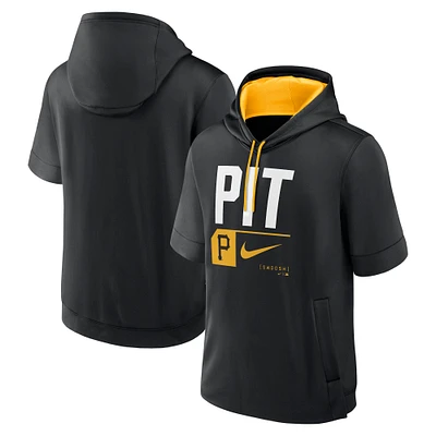 Men's Nike Black Pittsburgh Pirates Tri-Code Lockup Short Sleeve Pullover Hoodie