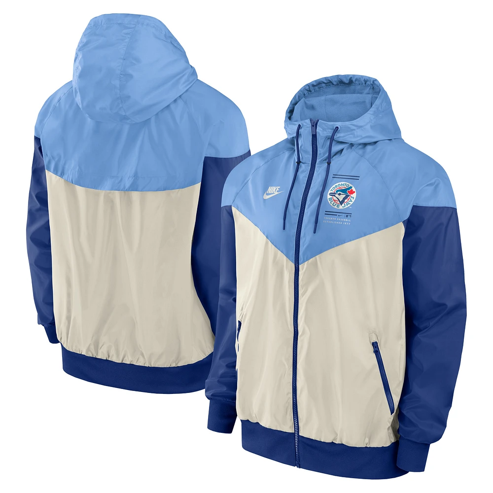 Men's Nike Powder Blue/Cream Toronto Blue Jays Cooperstown Collection Windrunner Hoodie Full-Zip Jacket