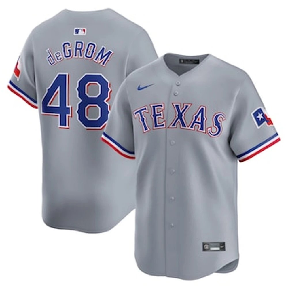 Men's Nike Jacob deGrom Gray Texas Rangers Away Limited Player Jersey