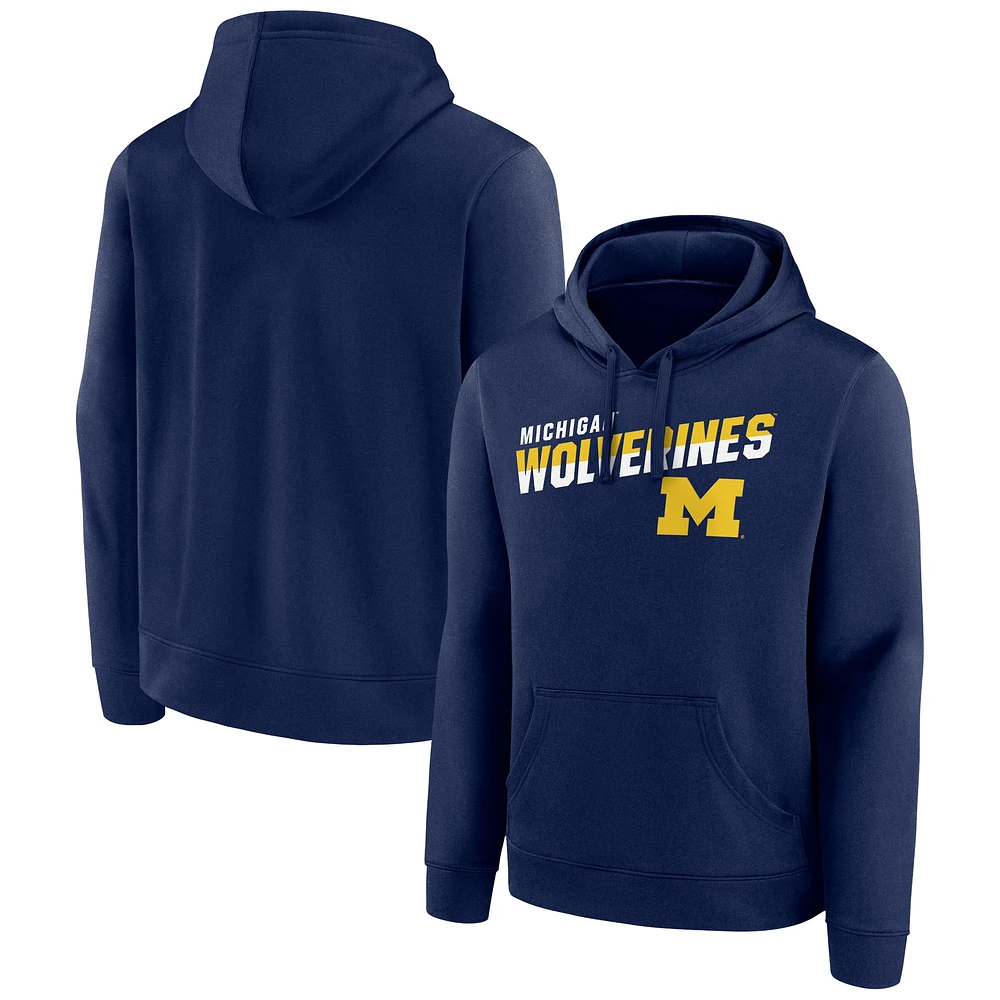 Men's Navy Michigan Wolverines Quick Slant Pullover Hoodie