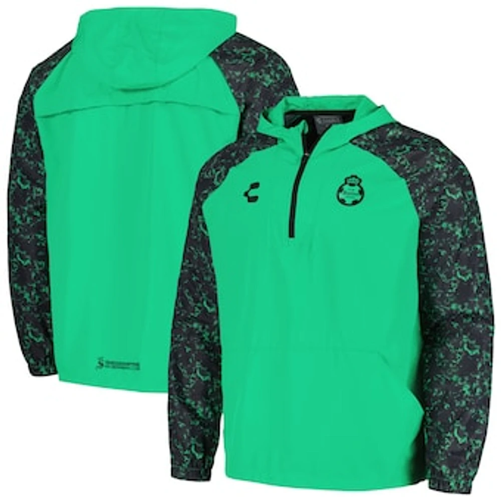 Men's Charly  Green Santos Laguna Half-Zip Windbreaker Hoodie Jacket