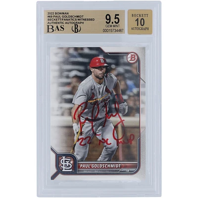 Paul Goldschmidt St. Louis Cardinals Autographed 2022 Bowman Series 1 #69 Beckett Fanatics Witnessed Authenticated 9.5/10 Card with "22 NL MVP" Inscription
