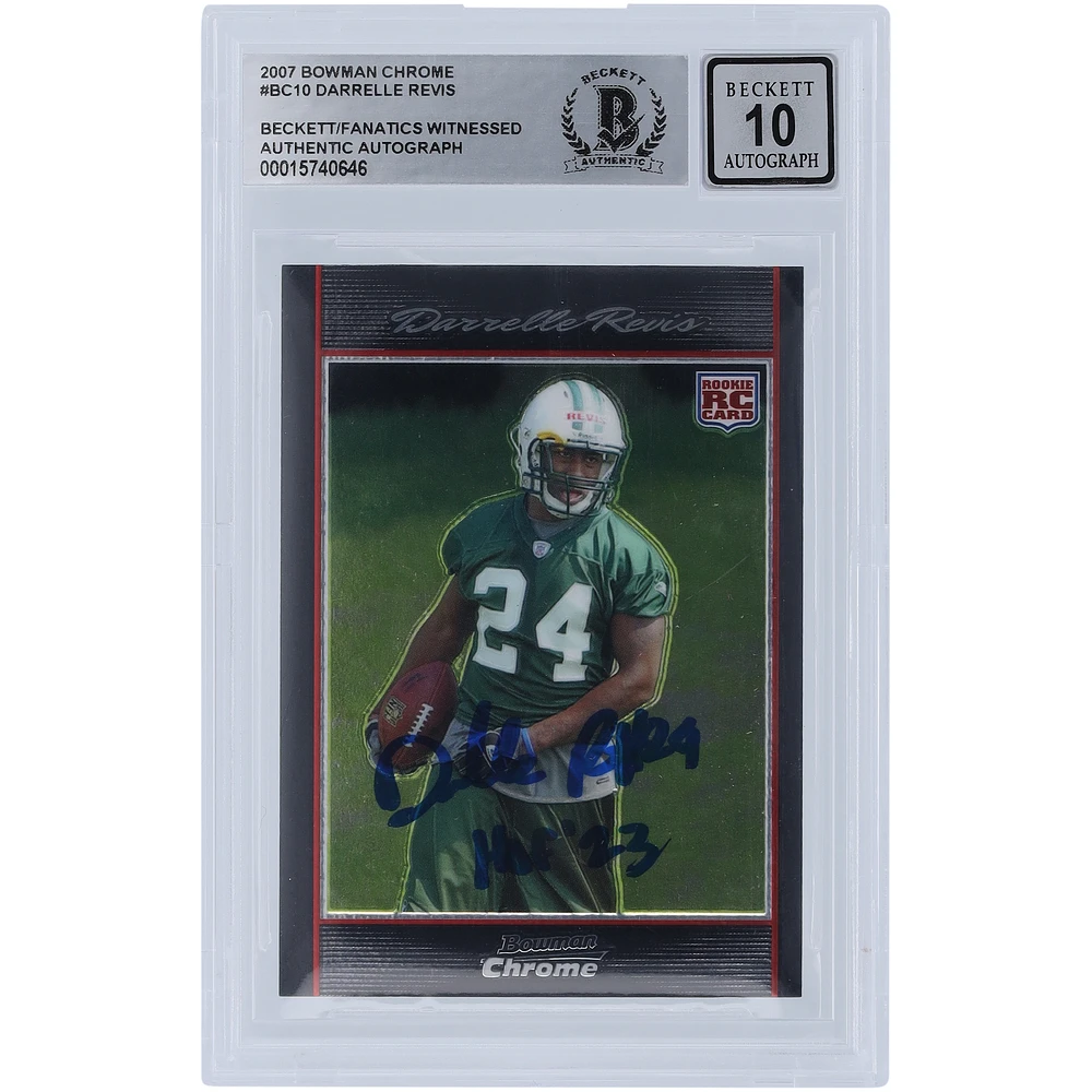 Darrelle Revis New York Jets Autographed 2007 Bowman Chrome #BC10 Beckett Fanatics Witnessed Authenticated 10 Rookie Card with "HOF 23" Inscription