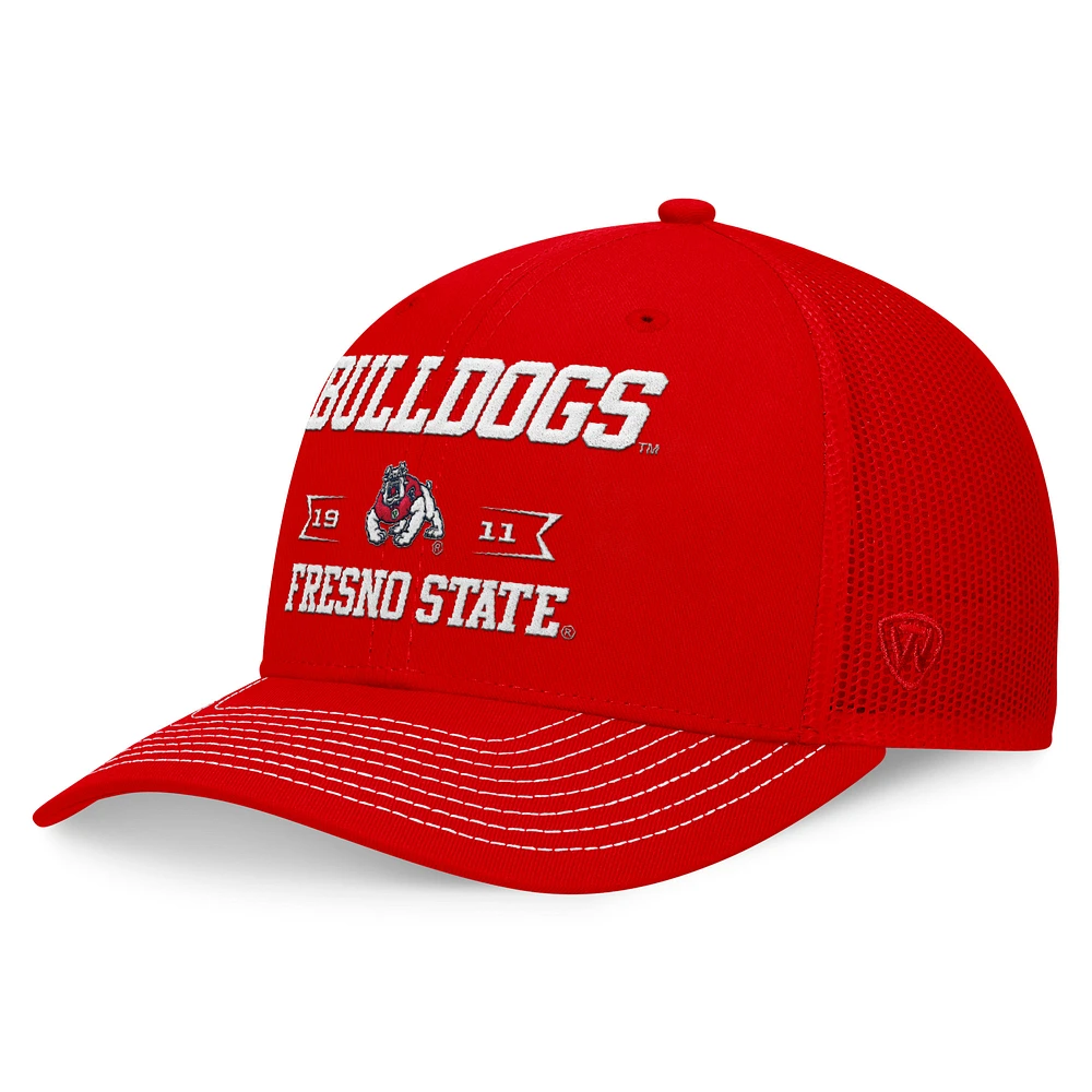 Men's Top of the World Red Fresno State Bulldogs Carson Trucker Adjustable Hat