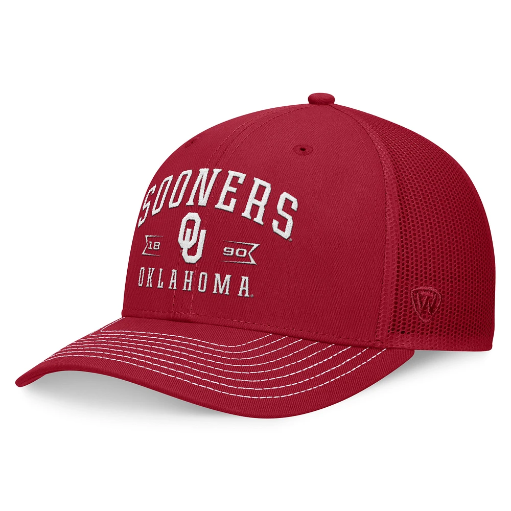 Men's Top of the World Crimson Oklahoma Sooners Carson Trucker Adjustable Hat