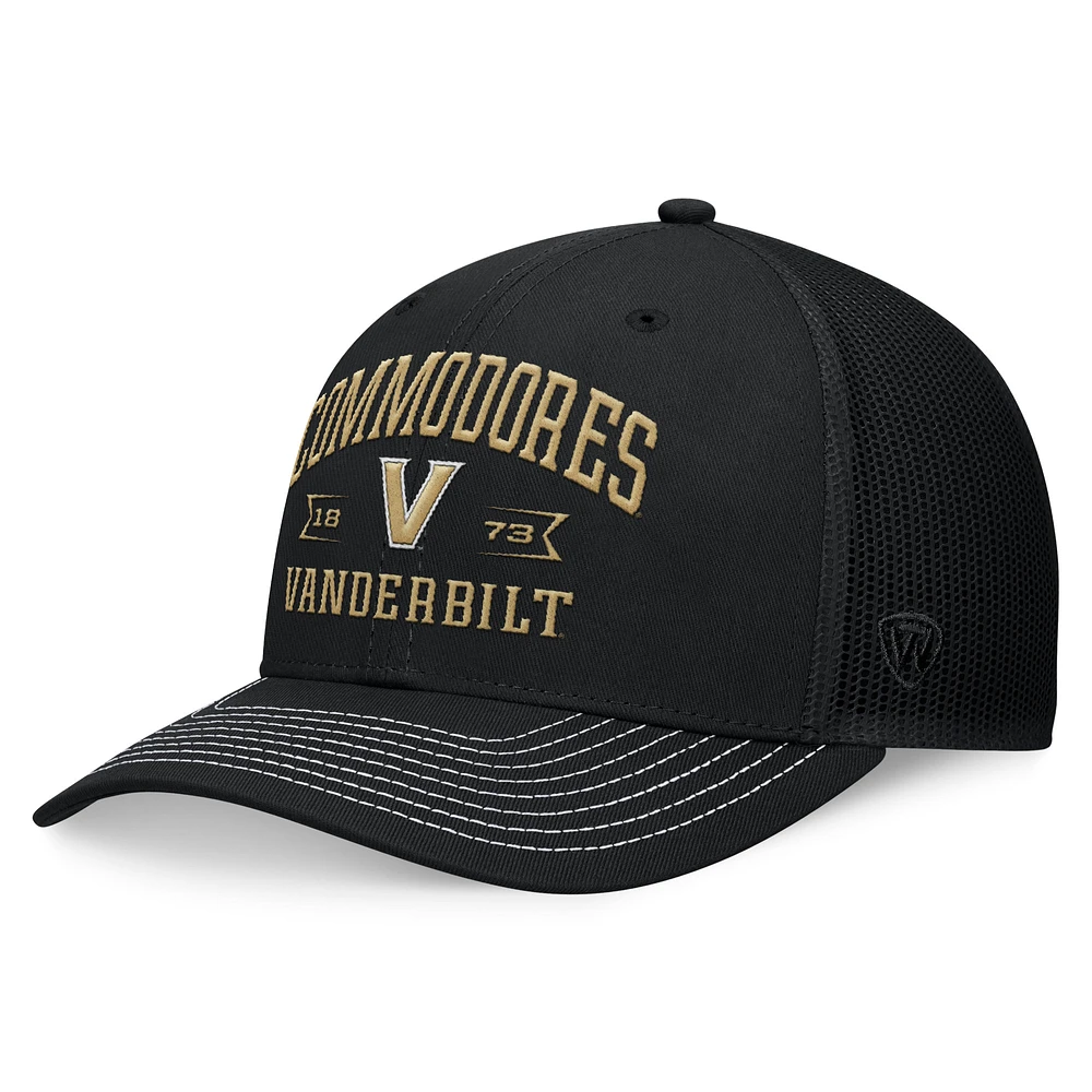 Men's Top of the World Black Vanderbilt Commodores Carson Trucker Adjustable Hat