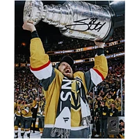 Shea Theodore Vegas Golden Knights Autographed 2023 Stanley Cup Champions 8" x 10" Raising Cup Photograph