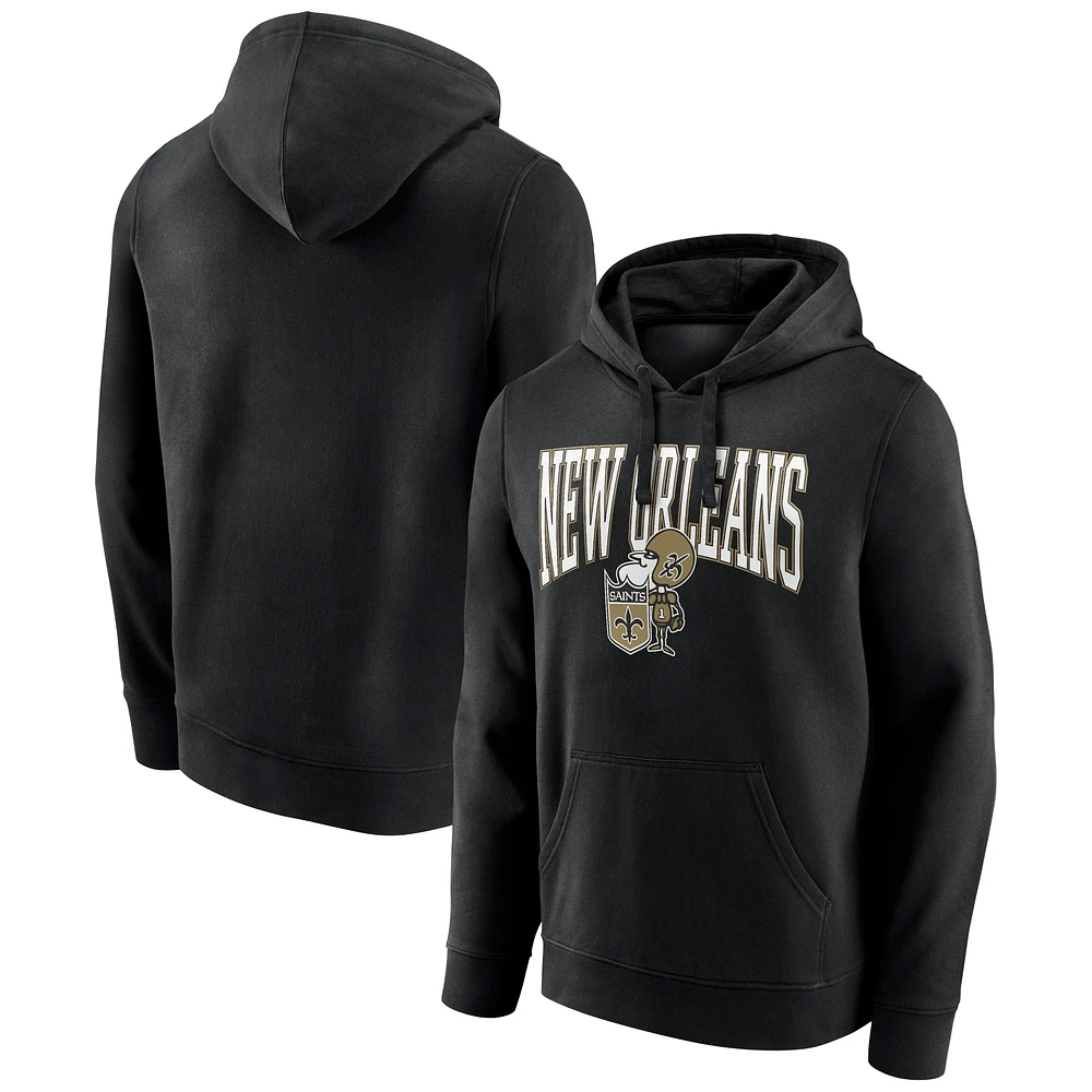 Men's Black New Orleans Saints Gridiron Classics Campus Standard Pullover Hoodie