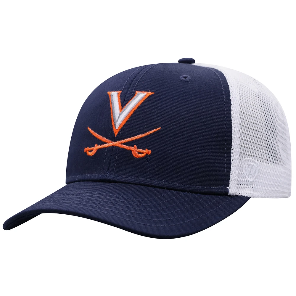 Men's Top of the World Navy/White Virginia Cavaliers Trucker Adjustable Hat