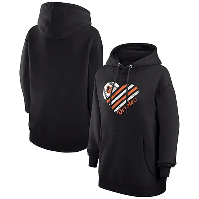 Women's G-III 4Her by Carl Banks  Black Baltimore Orioles Heart Fleece Pullover Hoodie
