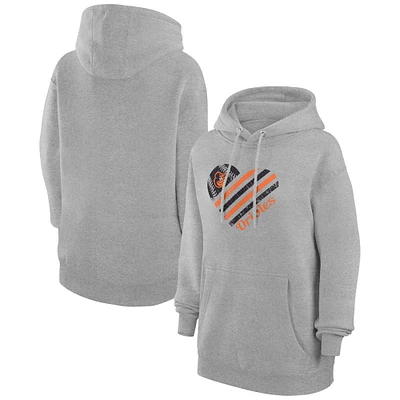 Women's G-III 4Her by Carl Banks  Heather Gray Baltimore Orioles Heart Fleece Pullover Hoodie