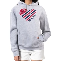 Women's G-III 4Her by Carl Banks  Heather Gray Los Angeles Angels Heart Fleece Pullover Hoodie