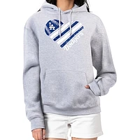Women's G-III 4Her by Carl Banks  Heather Gray Los Angeles Dodgers Heart Fleece Pullover Hoodie