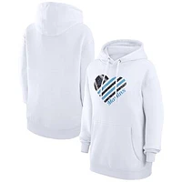 Women's G-III 4Her by Carl Banks  White Miami Marlins Heart Fleece Pullover Hoodie