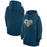 Women's G-III 4Her by Carl Banks  Navy Milwaukee Brewers Heart Fleece Pullover Hoodie