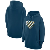 Women's G-III 4Her by Carl Banks  Navy Milwaukee Brewers Heart Fleece Pullover Hoodie