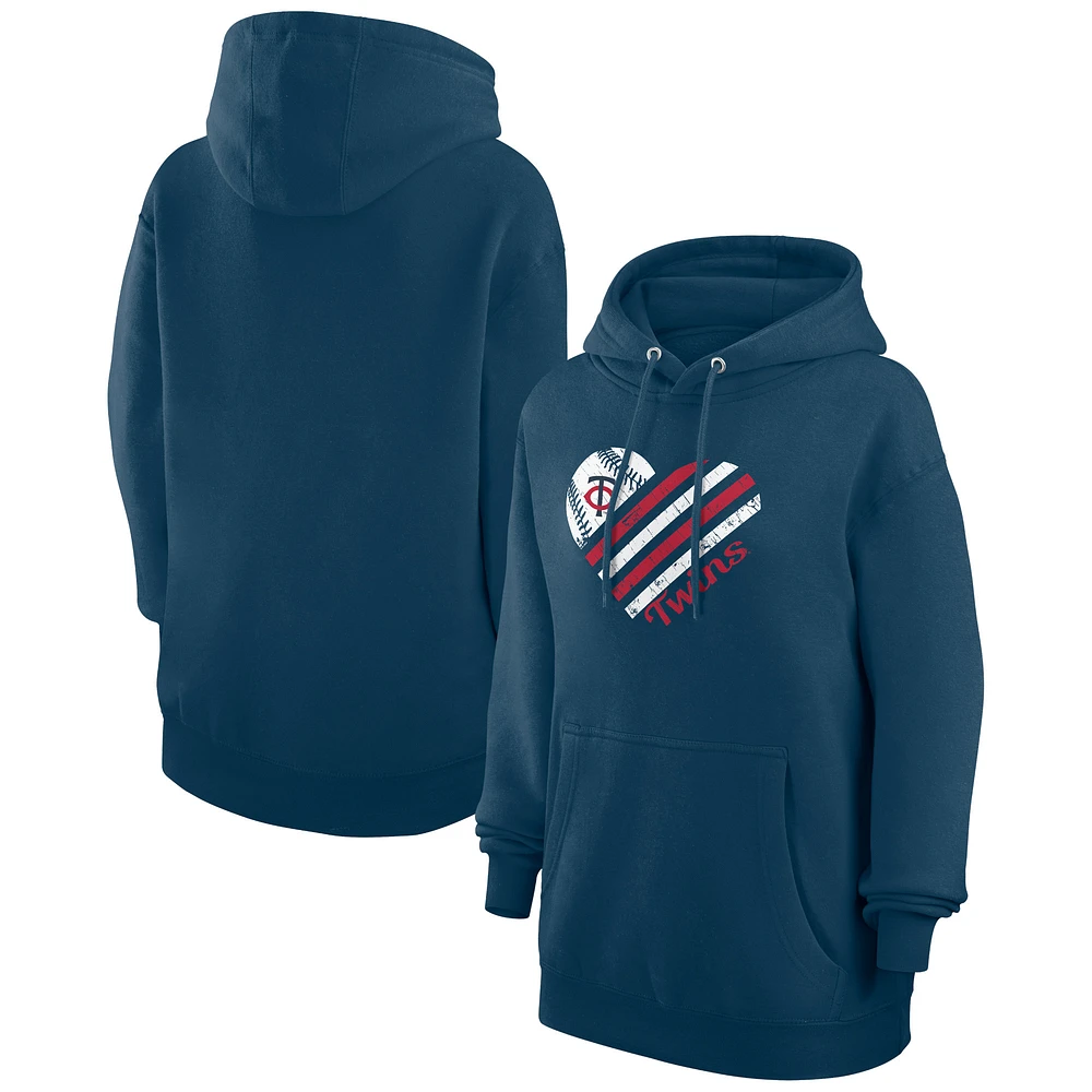 Women's G-III 4Her by Carl Banks Navy Minnesota Twins Heart Fleece Pullover Hoodie