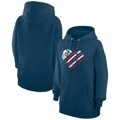 Women's G-III 4Her by Carl Banks  Navy Minnesota Twins Heart Fleece Pullover Hoodie