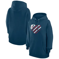 Women's G-III 4Her by Carl Banks  Navy Minnesota Twins Heart Fleece Pullover Hoodie