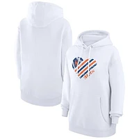 Women's G-III 4Her by Carl Banks  White New York Mets Heart Fleece Pullover Hoodie